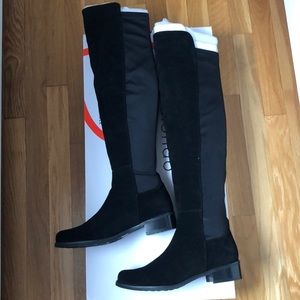 Blonde Black Suede Waterproof Velma Boots